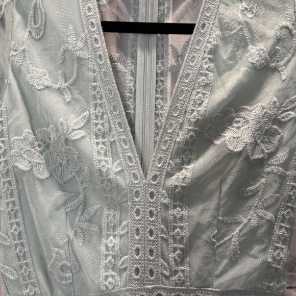 Socialite Sz XS Mint Green Floral Lace Romper V-Neck XS Fairycore Coquette - Picture 3 of 7